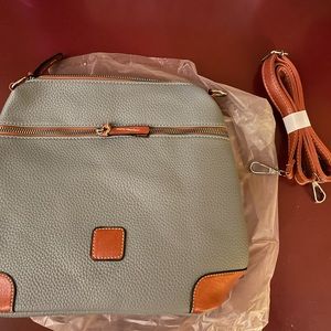 NEW….Blue pebble grain crossbody purse.